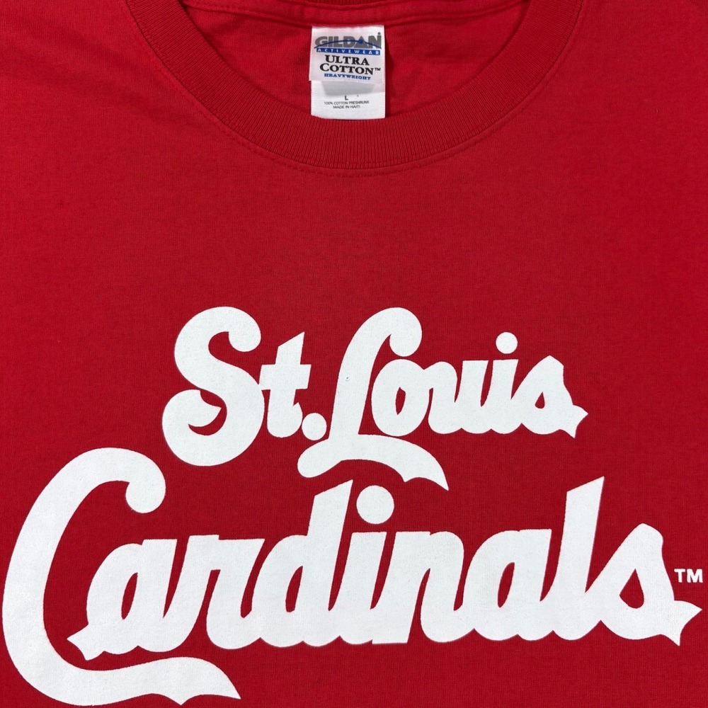 St Louis Cardinals MLB Long Sleeve Shirt Mens Large Red Gildan Ultra Cotton Tee - Picture 6 of 6